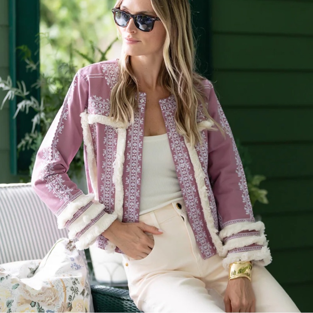 NWT Julia Amory fringe jacket, in dusty mauve size S